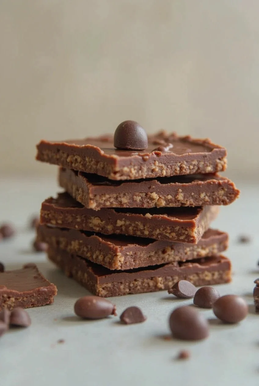 Finished homemade chocolate bars with nuts, sea salt, and dried fruit on a wooden cutting board